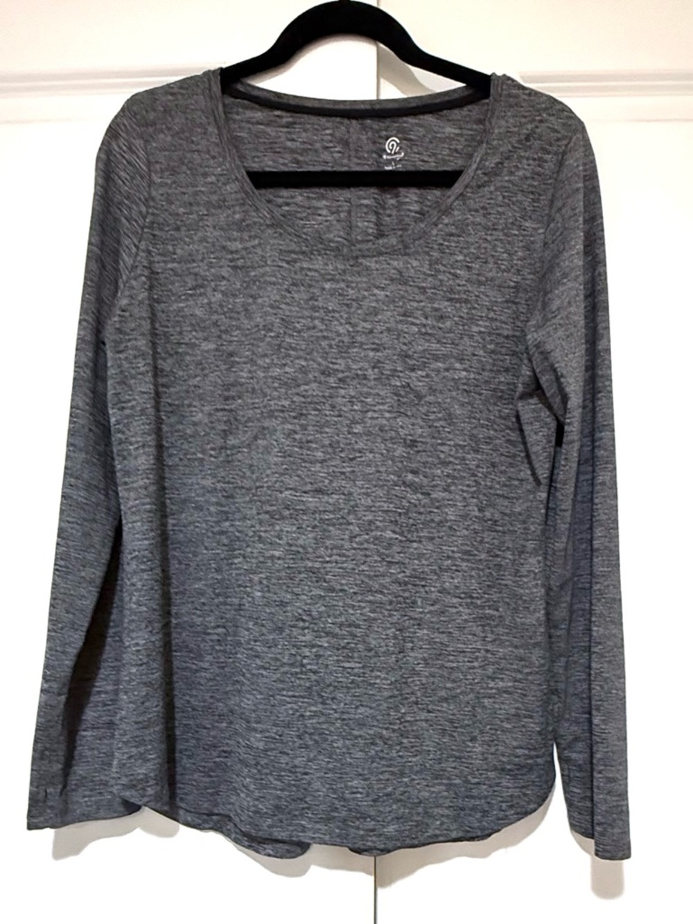 Champion Heathered Gray Scoop Neck Long Sleeve Workout Top